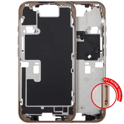 Mid-Frame Housing With Power And Volume Button For iPhone 16 Pro (EU / Global Version) (Aftermarket Plus) (Desert Titanium)