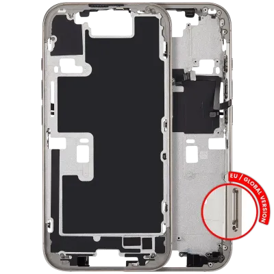 Mid-Frame Housing With Power And Volume Button For iPhone 16 Pro (EU / Global Version) (Aftermarket Plus) (Natural Titanium)