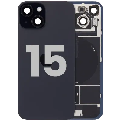 Back Glass w/ MagSafe Magnet & NFC & Flashlight Flex For iPhone 15 (Used OEM Pull: Grade C) (Black)