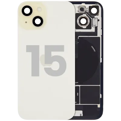 Back Glass w/ MagSafe Magnet & NFC & Flashlight Flex For iPhone 15 (Used OEM Pull: Grade C) (Yellow)