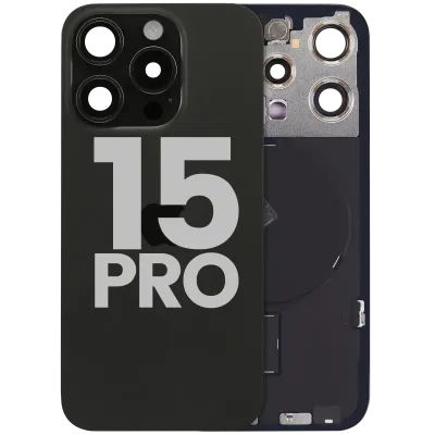 Back Glass w/ MagSafe Magnet & NFC & Flashlight Flex For iPhone 15 Pro (Used OEM Pull: Grade C) (Black Titanium)