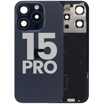 Back Glass w/ MagSafe Magnet & NFC & Flashlight Flex For iPhone 15 Pro (Used OEM Pull: Grade C) (Blue Titanium)