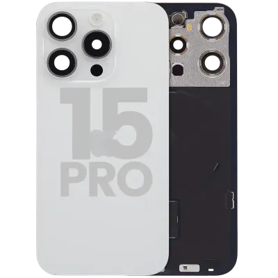 Back Glass w/ MagSafe Magnet & NFC & Flashlight Flex For iPhone 15 Pro (Used OEM Pull: Grade C) (White Titanium)