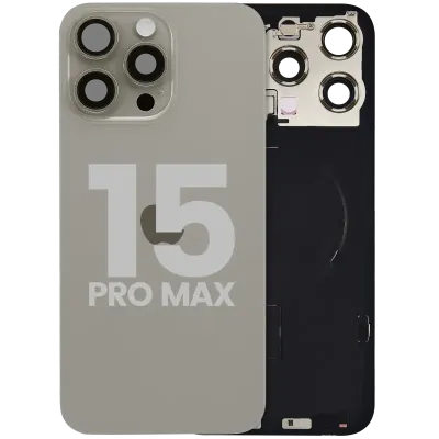 Back Glass w/ MagSafe Magnet & NFC & Flashlight Flex For iPhone 15 Pro Max (Used OEM Pull: Grade C) (Natural Titanium)