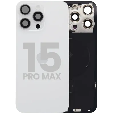Back Glass w/ MagSafe Magnet & NFC & Flashlight Flex For iPhone 15 Pro Max (Used OEM Pull: Grade C) (White Titanium)
