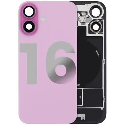 Back Glass w/ MagSafe Magnet & NFC & Flashlight Flex For iPhone 16 (Used OEM Pull: Grade C) (Pink)