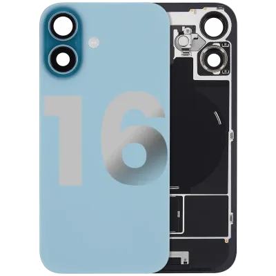 Back Glass w/ MagSafe Magnet & NFC & Flashlight Flex For iPhone 16 (Used OEM Pull: Grade C) (Teal)