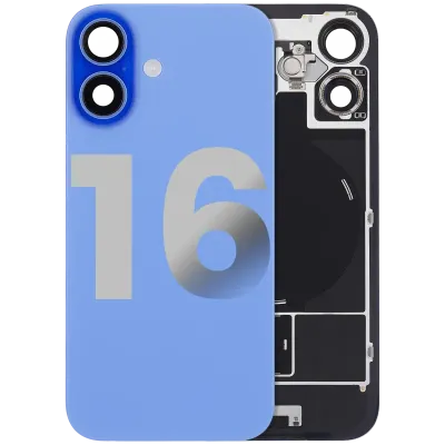 Back Glass w/ MagSafe Magnet & NFC & Flashlight Flex For iPhone 16 (Used OEM Pull: Grade C) (Ultramarine)