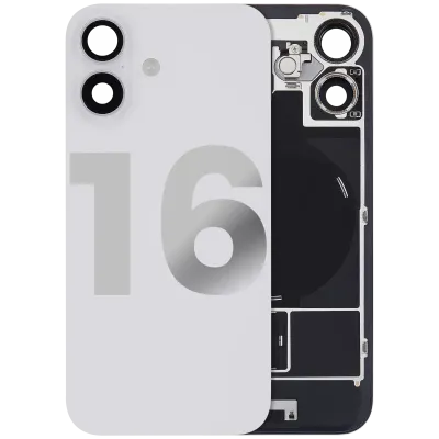 Back Glass w/ MagSafe Magnet & NFC & Flashlight Flex For iPhone 16 (Used OEM Pull: Grade C) (White)
