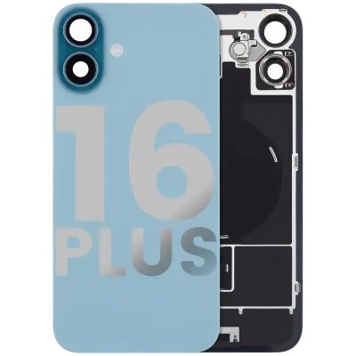 Back Glass w/ MagSafe Magnet & NFC & Flashlight Flex For iPhone 16 Plus (Used OEM Pull: Grade C) (Teal)