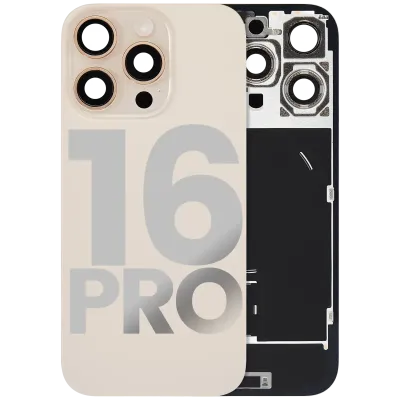 Back Glass w/ MagSafe Magnet & NFC & Flashlight Flex For iPhone 16 Pro (Used OEM Pull: Grade C) (Desert Titanium)