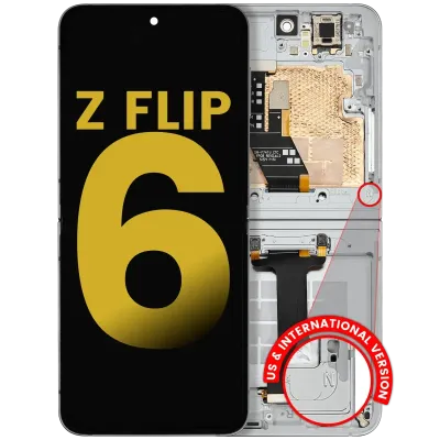 Дисплейний модуль OLED з рамкою для Samsung Galaxy Z Flip 6 (F741) (US & International) (Refurbished) (білий)