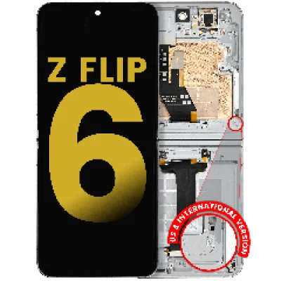 Дисплейний модуль OLED з рамкою для Samsung Galaxy Z Flip 6 (F741) (US & International) (Refurbished) (білий)