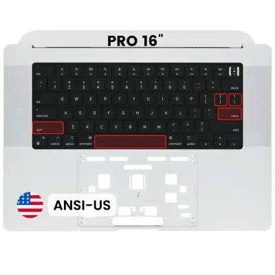 Топкейс із клавіатурою (ANSI US) для MacBook Pro 16" A2485 (2021) / A2780 (2023) (Used OEM Pull: Grade B/C) (сріблястий)