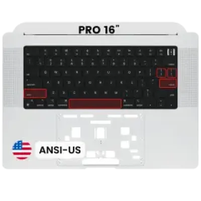 Топкейс із клавіатурою (ANSI US) для MacBook Pro 16" A2485 (2021) / A2780 (2023) (Used OEM Pull: Grade B/C) (сріблястий)