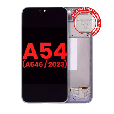 Дисплейний модуль (OLED) з рамкою для Samsung Galaxy A54 5G (A546 / 2023) (US & International Version) (Aftermarket Plus) (фіолетовий)