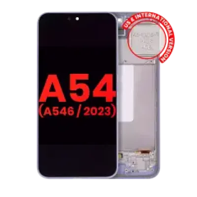 Дисплейний модуль (OLED) з рамкою для Samsung Galaxy A54 5G (A546 / 2023) (US & International Version) (Aftermarket Plus) (фіолетовий)