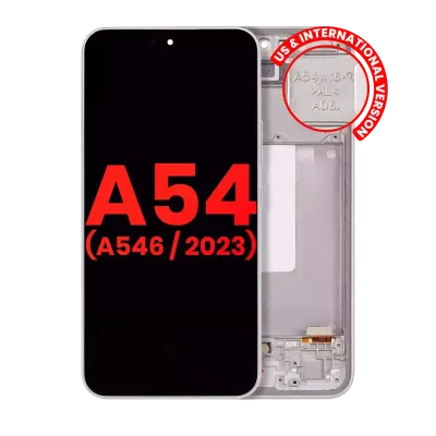 Дисплейний модуль (OLED) з рамкою для Samsung Galaxy A54 5G (A546 / 2023) (US & International Version) (Aftermarket Plus) (білий)