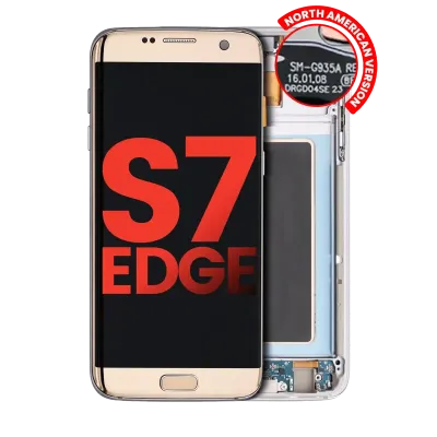 Дисплейний модуль (OLED) з рамкою для Samsung Galaxy S7 Edge G935A (North American Version) (Aftermarket Plus) (Gold Platinum)