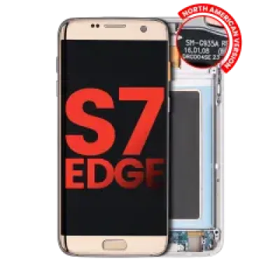 Дисплейний модуль (OLED) з рамкою для Samsung Galaxy S7 Edge G935A (North American Version) (Aftermarket Plus) (Gold Platinum)