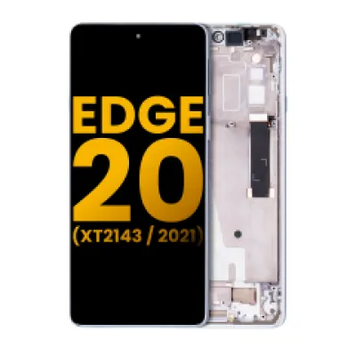 Дисплейний модуль (LCD) з рамкою для Motorola Edge 20 (XT2143 / 2021) (Refurbished) (Frosted White)