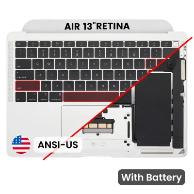 Топкейс із акумулятором і клавіатурою (ANSI US) для MacBook Air 13" A1932 (2018-2019) (OEM New) (сріблястий)