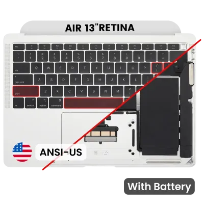 Топкейс із акумулятором і клавіатурою (ANSI US) для MacBook Air 13" A1932 (2018-2019) (Used OEM Pull: Grade B) (сріблястий)
