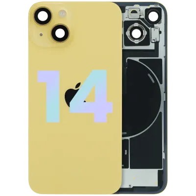 Back Glass With Steel Plate With MagSafe Magnet Pre-Installed For iPhone 14 (Service Pack) (Yellow)