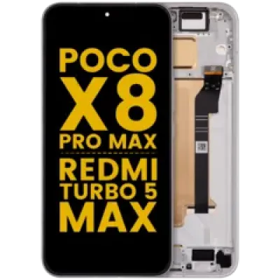 Дисплейний модуль з рамкою для Xiaomi Poco X8 Pro Max / Redmi Turbo 5 Max (OLED) (Refurbished) (білий)