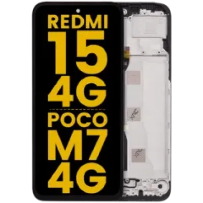 Дисплейний модуль з рамкою для Xiaomi Redmi 15 4G / Poco M7 4G (LCD) (Refurbished) (Усі кольори)