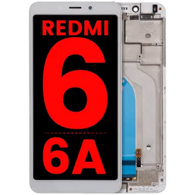 Дисплейний модуль з рамкою для Xiaomi Redmi 6 / 6A (LCD) (Aftermarket Plus) (білий)