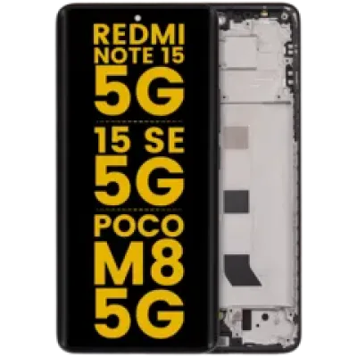 Дисплейний модуль з рамкою для Xiaomi Redmi Note 15 5G / Redmi Note 15 SE 5G / POCO M8 5G (OLED) (Refurbished) (чорний)
