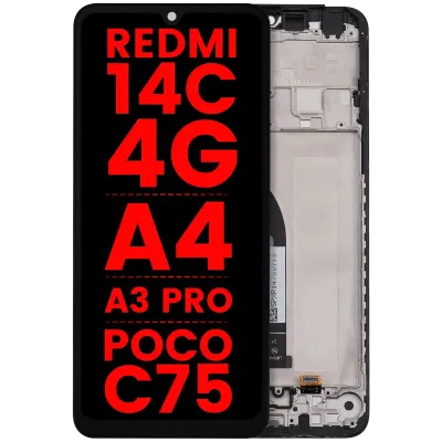 Дисплейний модуль з рамкою для Xiaomi Redmi 14C 4G / Redmi A4 / Redmi A3 Pro / Poco C75 (LCD) (Aftermarket Plus) (Усі кольори)