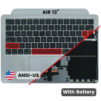 Top Case with Battery and Keyboard (ANSI US) For MacBook Air 13" A2681 (2022) (Used OEM Pull: Grade B) (Space Gray)