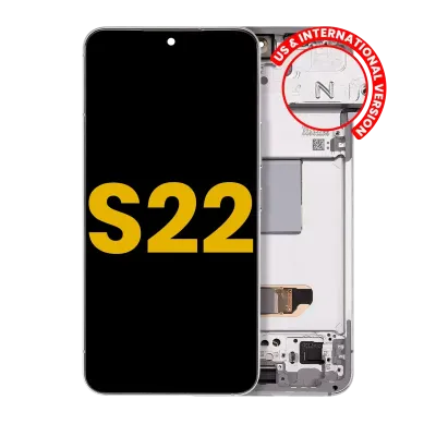 Дисплейний модуль (OLED) з рамкою для Samsung Galaxy S22 5G (US & International Version) (Refurbished) (білий)