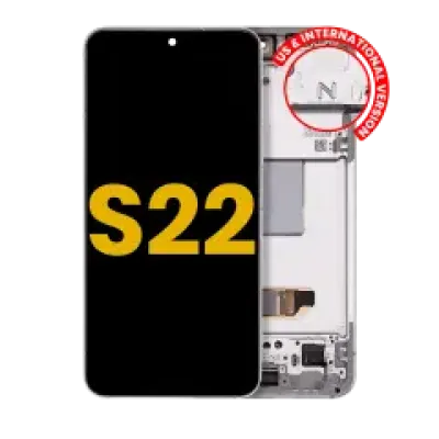 Дисплейний модуль (OLED) з рамкою для Samsung Galaxy S22 5G (US & International Version) (Refurbished) (білий)