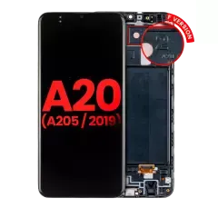 Дисплейний модуль (OLED) з рамкою для Samsung Galaxy A20 (A205 / 2019) (F Version) (Aftermarket Plus) (All Colors)