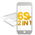 2 in 1 (Front Glass + Frame Pre-Installed) For iPhone 6S Plus (White) (2 Pack)