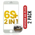 2 in 1 (Front Glass + Frame Pre-Installed) For iPhone 6S Plus (White) (2 Pack)