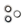 Back Camera Lens With Bracket & Bezel For iPhone 12 Pro (3 Piece Set) (Real Sapphire / Premium) (Silver)
