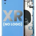 Back Housing With Small Components Pre-Installed For iPhone XR (No Logo) (Aftermarket Plus) (Blue)