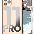 Back Housing W/ Small Components Pre-Installed For iPhone 11 Pro (Used OEM Pull: Grade A) (Matte Gold)