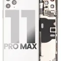 Back Housing W/ Small Components Pre-Installed For iPhone 11 Pro Max (Used OEM Pull: Grade B) (Silver)