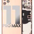 Back Housing W/ Small Components Pre-Installed For iPhone 11 Pro Max (Used OEM Pull: Grade B) (Gold)