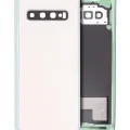 Back Cover Glass With Camera Lens For Samsung Galaxy S10 (No Logo) (Aftermarket Plus) (Prism White)