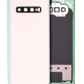 Back Cover Glass With Camera Lens For Samsung Galaxy S10 Plus (No Logo) (Aftermarket Plus) (Prism White)