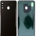 Back Cover Glass With Camera Lens For Samsung Galaxy A20 (A205 / 2019) (Service Pack) (Black)