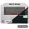 Top Case with Battery and Keyboard (ANSI US) For MacBook Pro 15" A1398 (2013-2014) (Used OEM Pull: Grade B/C)