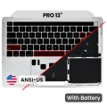 Top Case with Battery and Keyboard (ANSI US) For MacBook Pro 13" A2289 (2020) (Used OEM Pull: Grade B/C) (Silver)