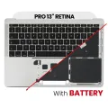 Top Case with Battery and Keyboard (ISO UK) For MacBook Pro 13" A1708 (2016-2017) (OEM New) (Silver)